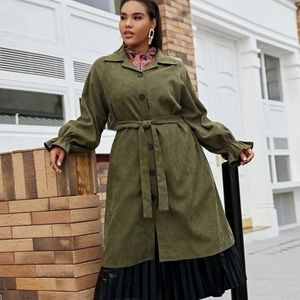 Double Button Self Tie Suede Coat